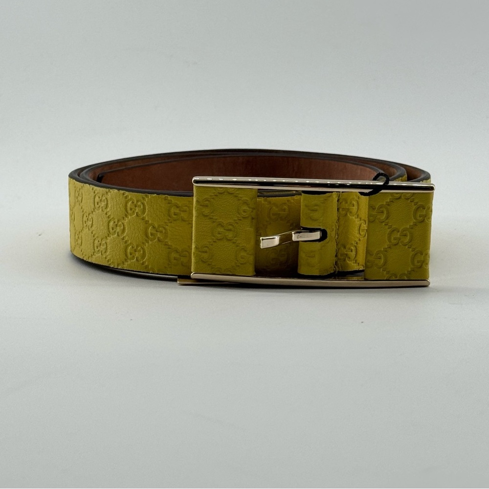 Gucci Yellow Monogram Belt - Picture 2 of 9